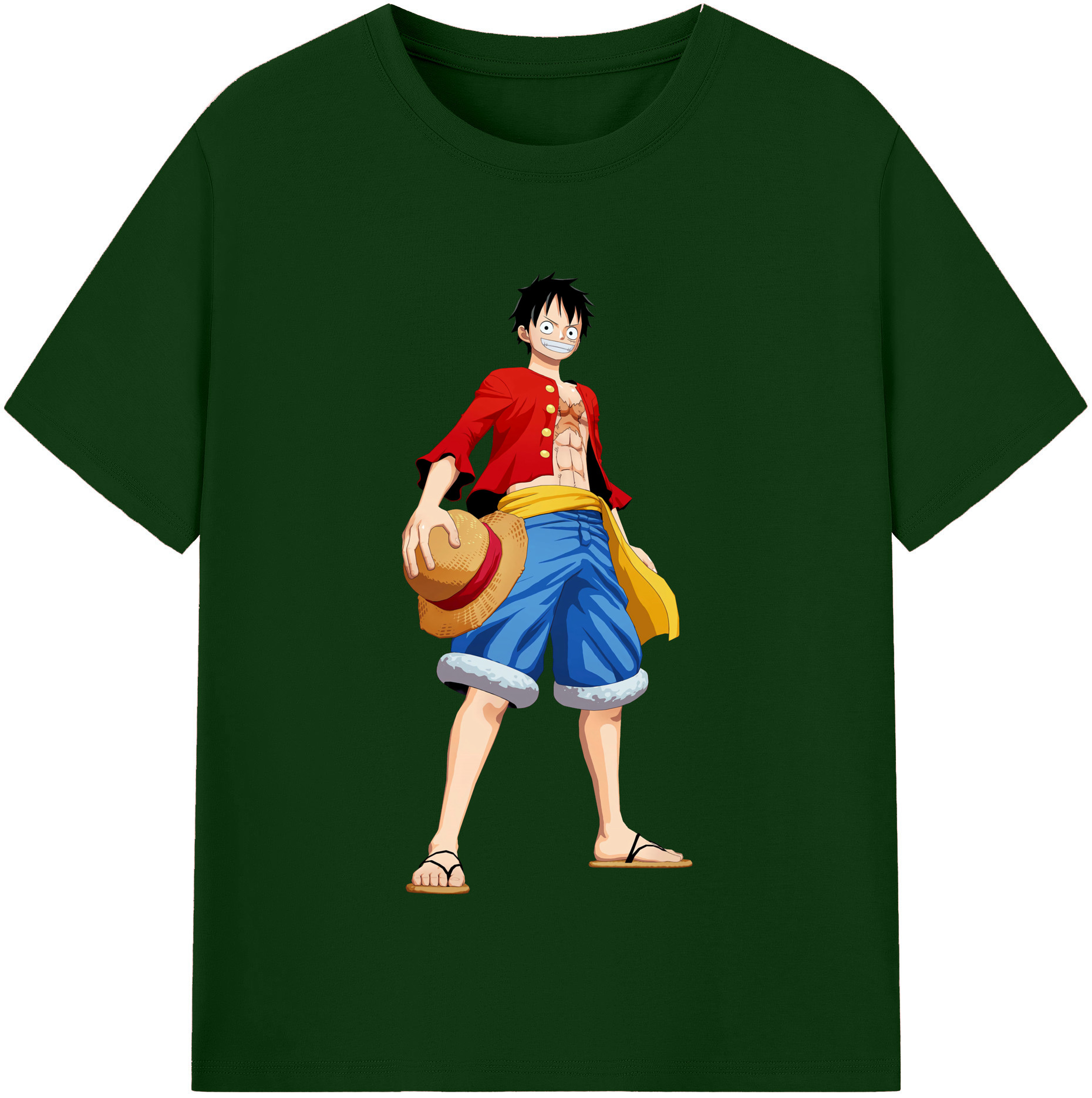 ワンピース モンキー・D・ルフィ ONE PIECE Monkey D. Luffy 綿100％半袖Tシャツ（フロントプリント）